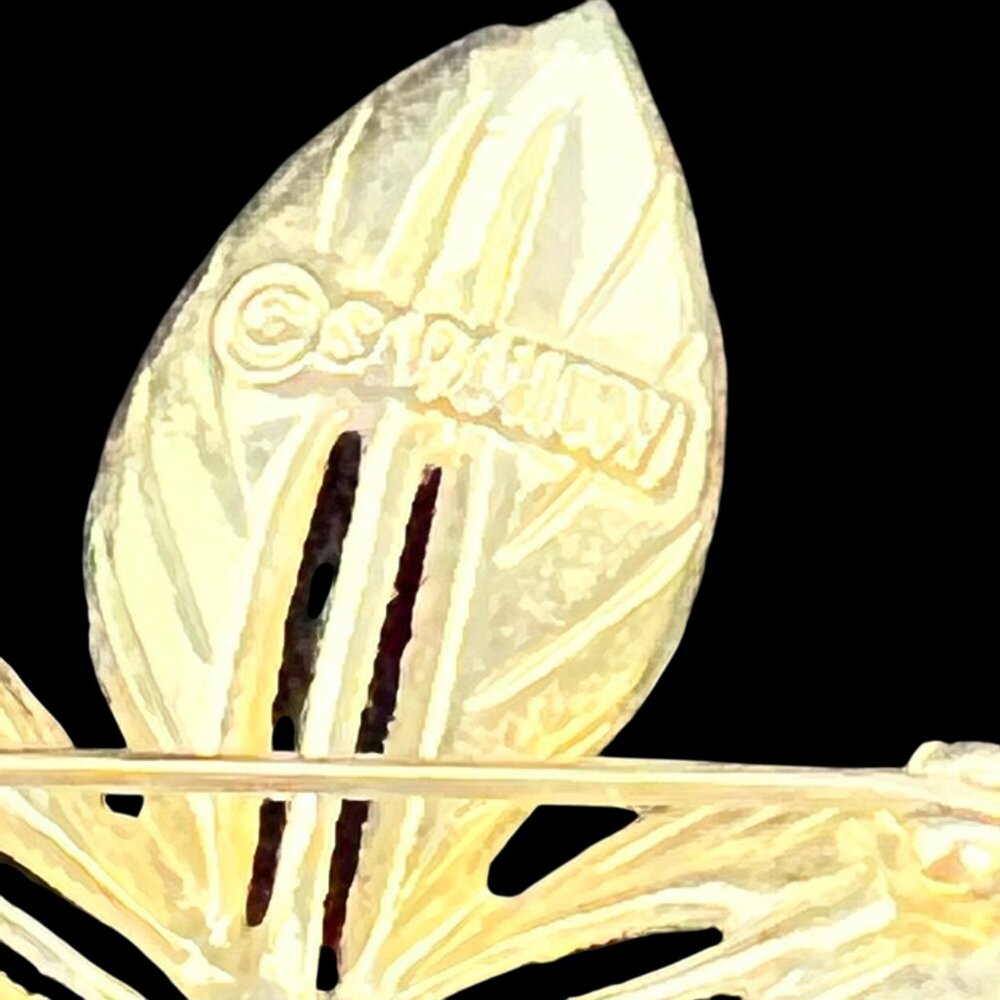 Vintage Sarah Coventry Gold Tone Leaf Brooch (3232-1-2) - Picture 5 of 5